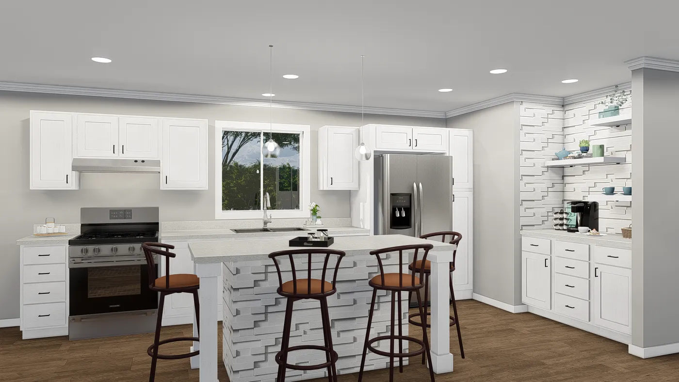 The GPII-2456-3B BRADBURY Kitchen. This Manufactured Mobile Home features 3 bedrooms and 2 baths.