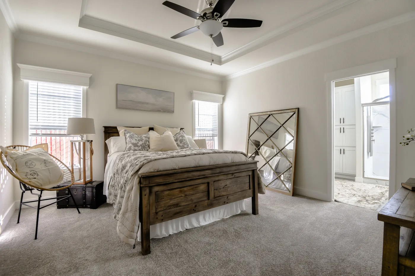The CORONADO 2458F Primary Bedroom. This Manufactured Mobile Home features 3 bedrooms and 3 baths.
