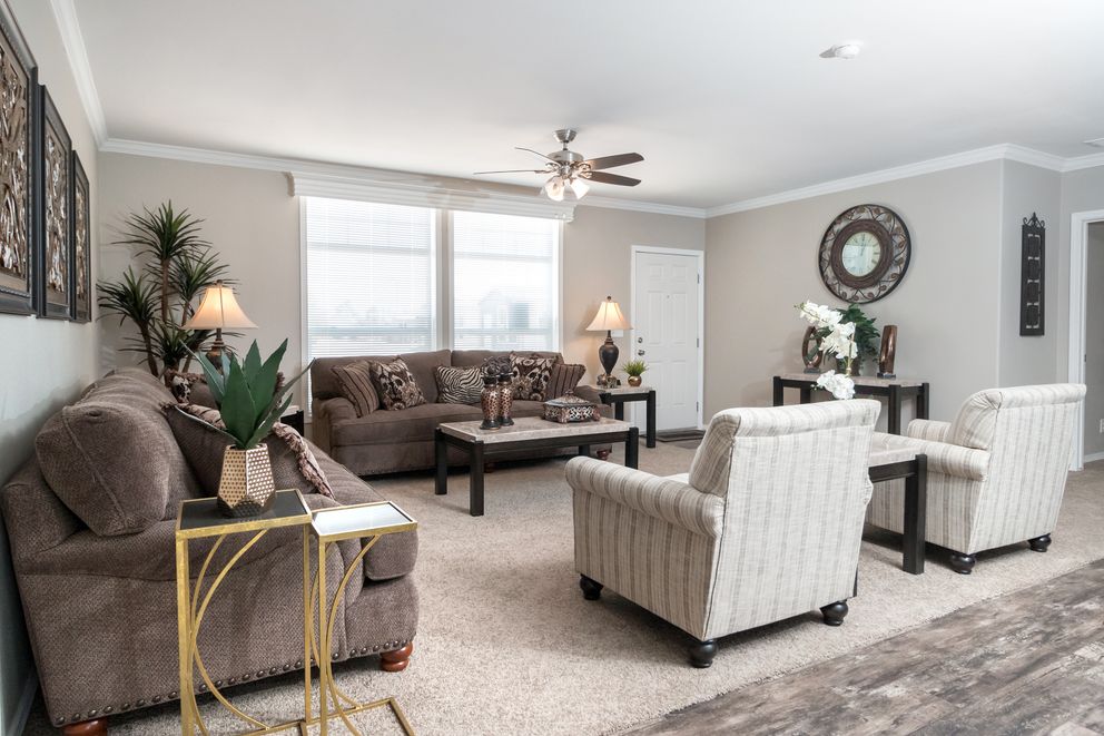 The K3076B Living Room. This Manufactured Mobile Home features 4 bedrooms and 2 baths.