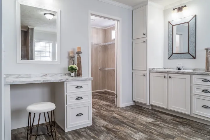 The THE LEAHY Primary Bathroom. This Manufactured Mobile Home features 4 bedrooms and 2 baths.