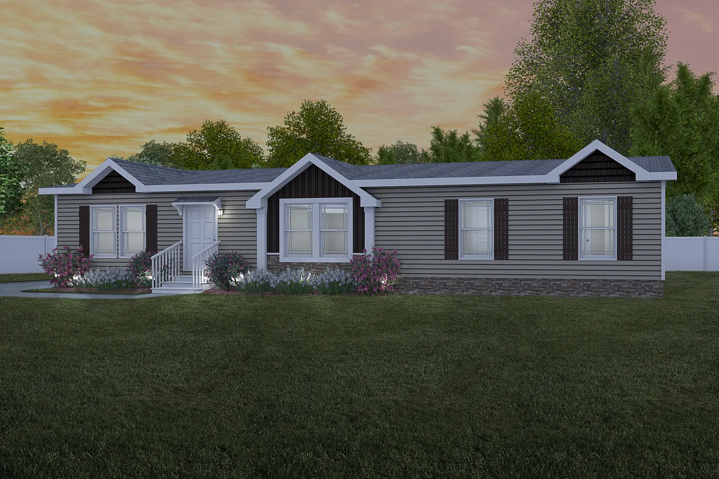 The CHEYENNE Exterior. This Manufactured Mobile Home features 3 bedrooms and 2 baths.