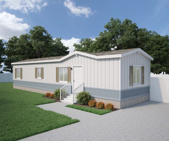 The FAIRPOINT 14522A Exterior. This Manufactured Mobile Home features 2 bedrooms and 1 bath.