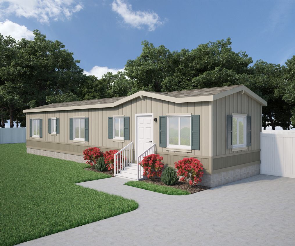 The FAIRPOINT 14522B Optional Heritage Exterior. This Manufactured Mobile Home features 2 bedrooms and 1 bath.