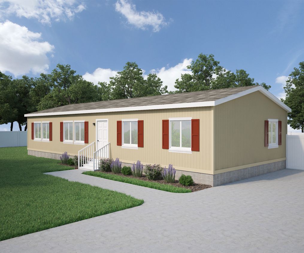The FAIRPOINT 24564A Standard Exterior. This Manufactured Mobile Home features 4 bedrooms and 2 baths.