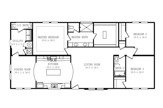 The 2062 CLASSIC Floor Plan. This Manufactured Mobile Home features 3 bedrooms and 2 baths.