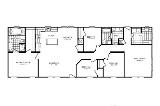 The 2917 HERITAGE Floor Plan. This Manufactured Mobile Home features 4 bedrooms and 2 baths.