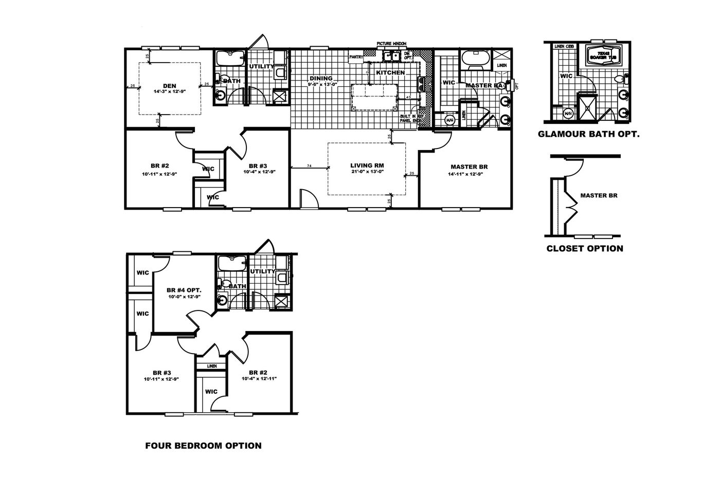 The 5520 SWEET ONE Floor Plan. This Manufactured Mobile Home features 3 bedrooms and 2 baths.