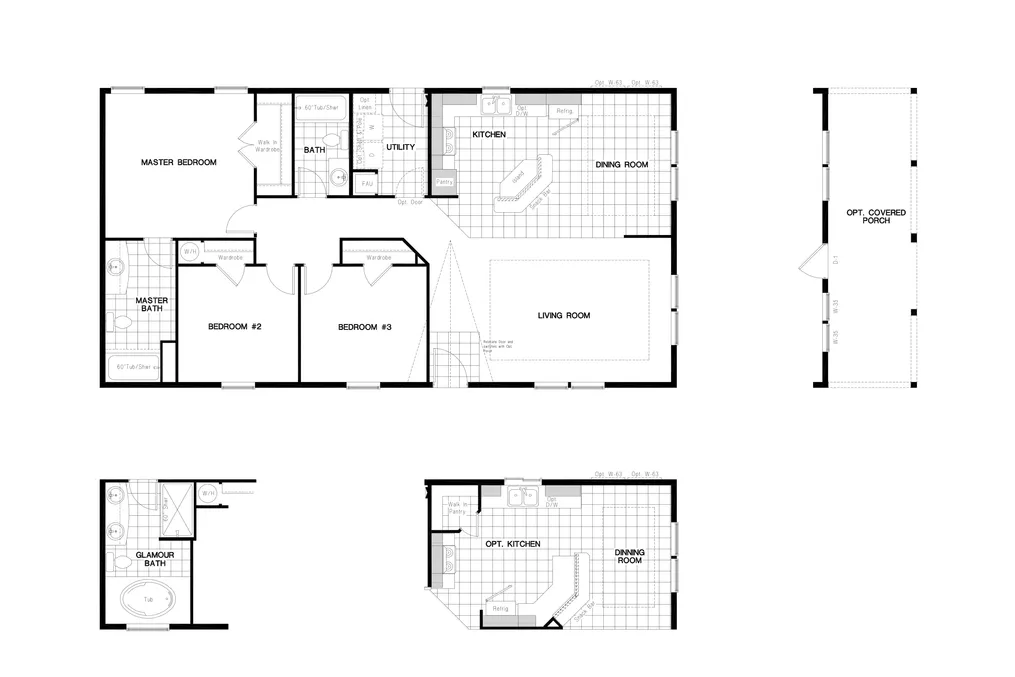 The PREFERRED PLUS CP522F Floor Plan. This Manufactured Mobile Home features 3 bedrooms and 2 baths.