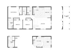 The PREFERRED PLUS CP522F Floor Plan. This Manufactured Mobile Home features 3 bedrooms and 2 baths.