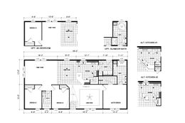 The PREFERRED PLUS CP561F Floor Plan. This Manufactured Mobile Home features 3 bedrooms and 2 baths.