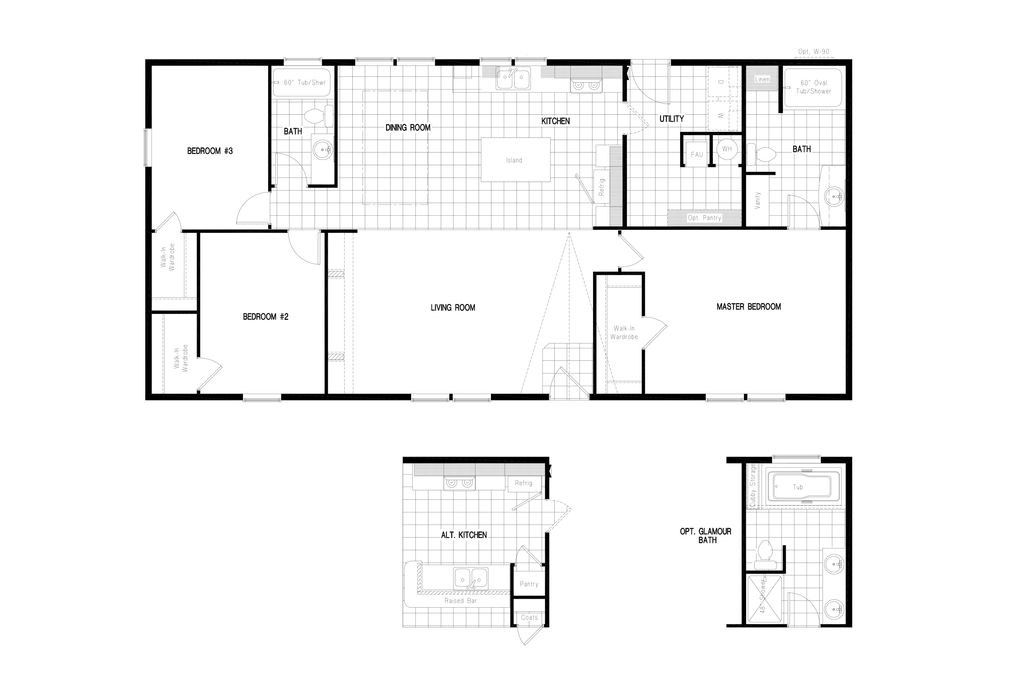 The PREFERRED PLUS CP562F Floor Plan. This Manufactured Mobile Home features 3 bedrooms and 2 baths.