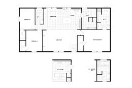 The PREFERRED PLUS CP562F Floor Plan. This Manufactured Mobile Home features 3 bedrooms and 2 baths.