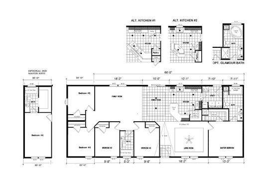 The PREFERRED PLUS CP661F Floor Plan. This Manufactured Mobile Home features 5 bedrooms and 2 baths.
