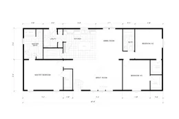 The TH601F Floor Plan. This Manufactured Mobile Home features 3 bedrooms and 2 baths.
