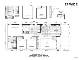 The THE SPRUCE Floor Plan. This Manufactured Mobile Home features 3 bedrooms and 2 baths.
