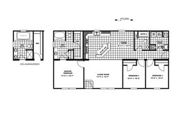 The TUCSON Floor Plan. This Manufactured Mobile Home features 3 bedrooms and 2 baths.