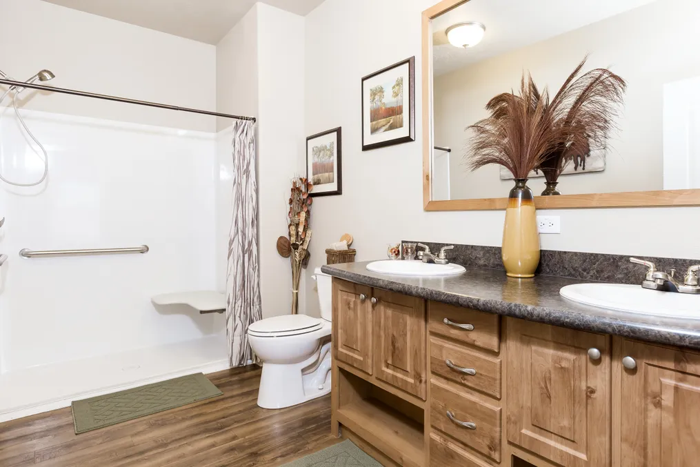 The PREFERRED PLUS CP522F Primary Bathroom. This Manufactured Mobile Home features 3 bedrooms and 2 baths.