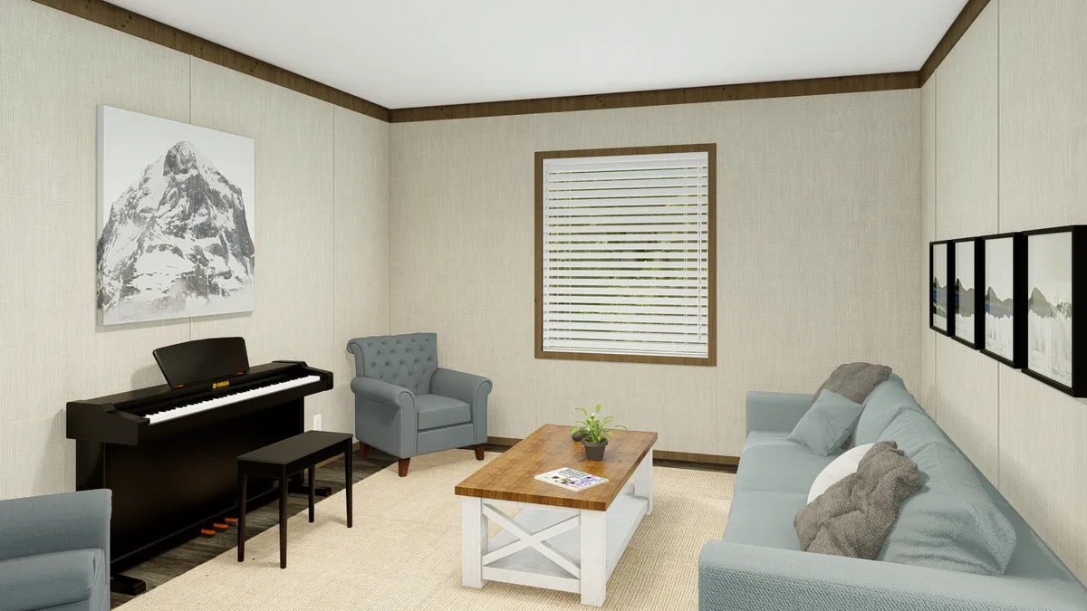 The GRAND LIVING 56 Interior. This Manufactured Mobile Home features 3 bedrooms and 2 baths.