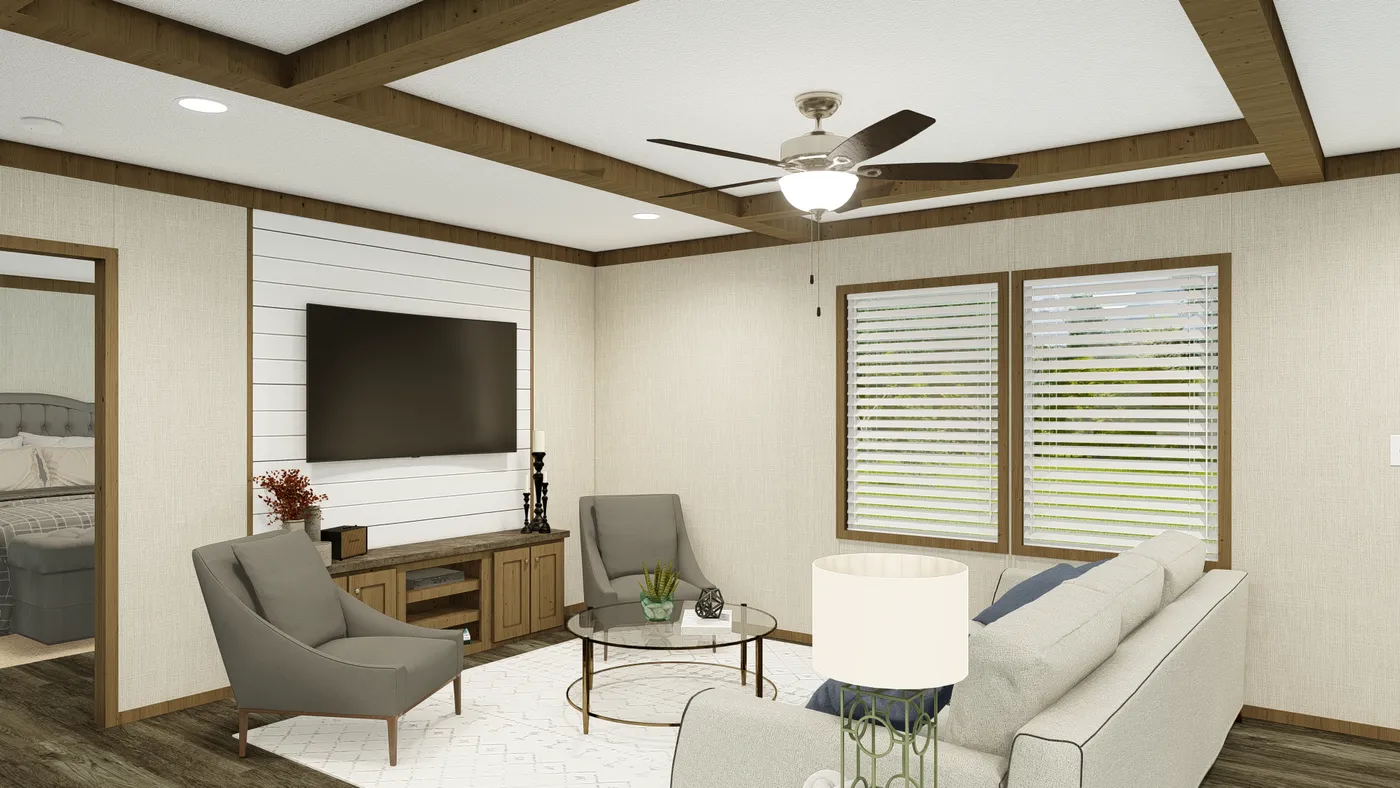 The GRAND LIVING 56 Interior. This Manufactured Mobile Home features 3 bedrooms and 2 baths.