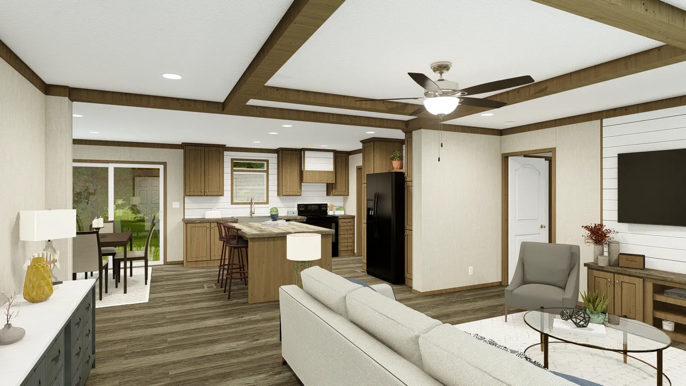 The GRAND LIVING 56 Interior. This Manufactured Mobile Home features 3 bedrooms and 2 baths.