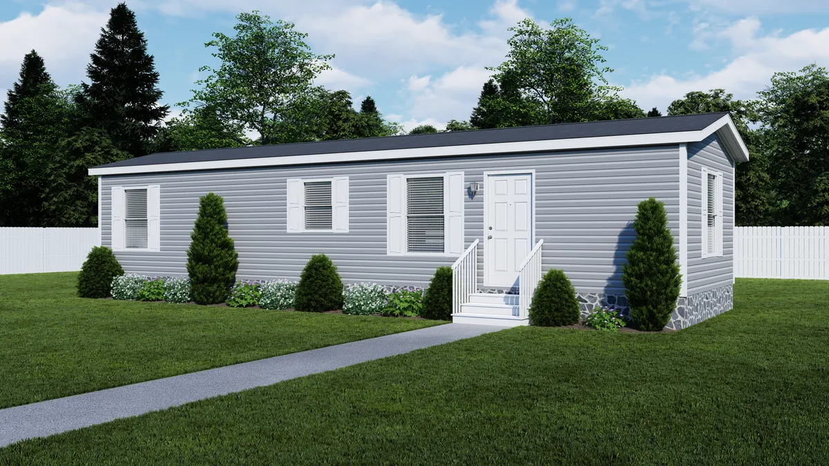 The 5216-E790 THE PULSE Exterior. This Manufactured Mobile Home features 2 bedrooms and 1 bath.
