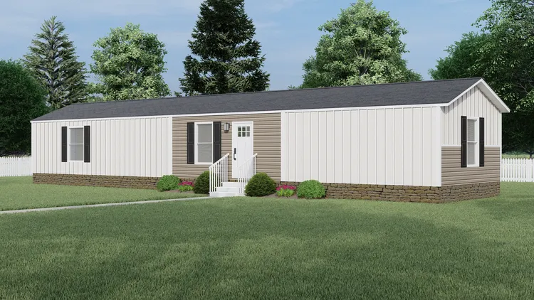 The CLARK Exterior. This Manufactured Mobile Home features 3 bedrooms and 2 baths.