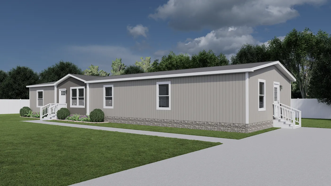 The SUPERFLY Exterior. This Modular Home features 4 bedrooms and 2 baths.