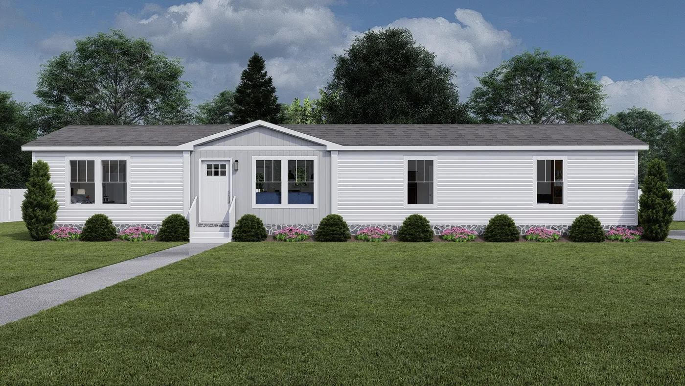 The ROCKET MAN Exterior. This Manufactured Mobile Home features 3 bedrooms and 2 baths.
