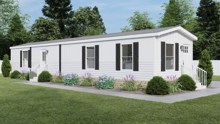 The CORTES 6414-1460 Exterior. This Manufactured Mobile Home features 2 bedrooms and 2 baths.