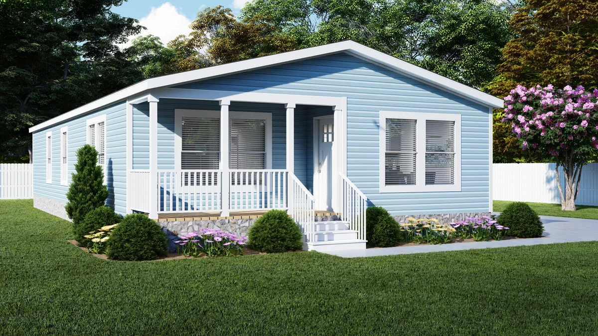 The 5628-E774P THE PULSE Exterior. This Manufactured Mobile Home features 3 bedrooms and 2 baths.