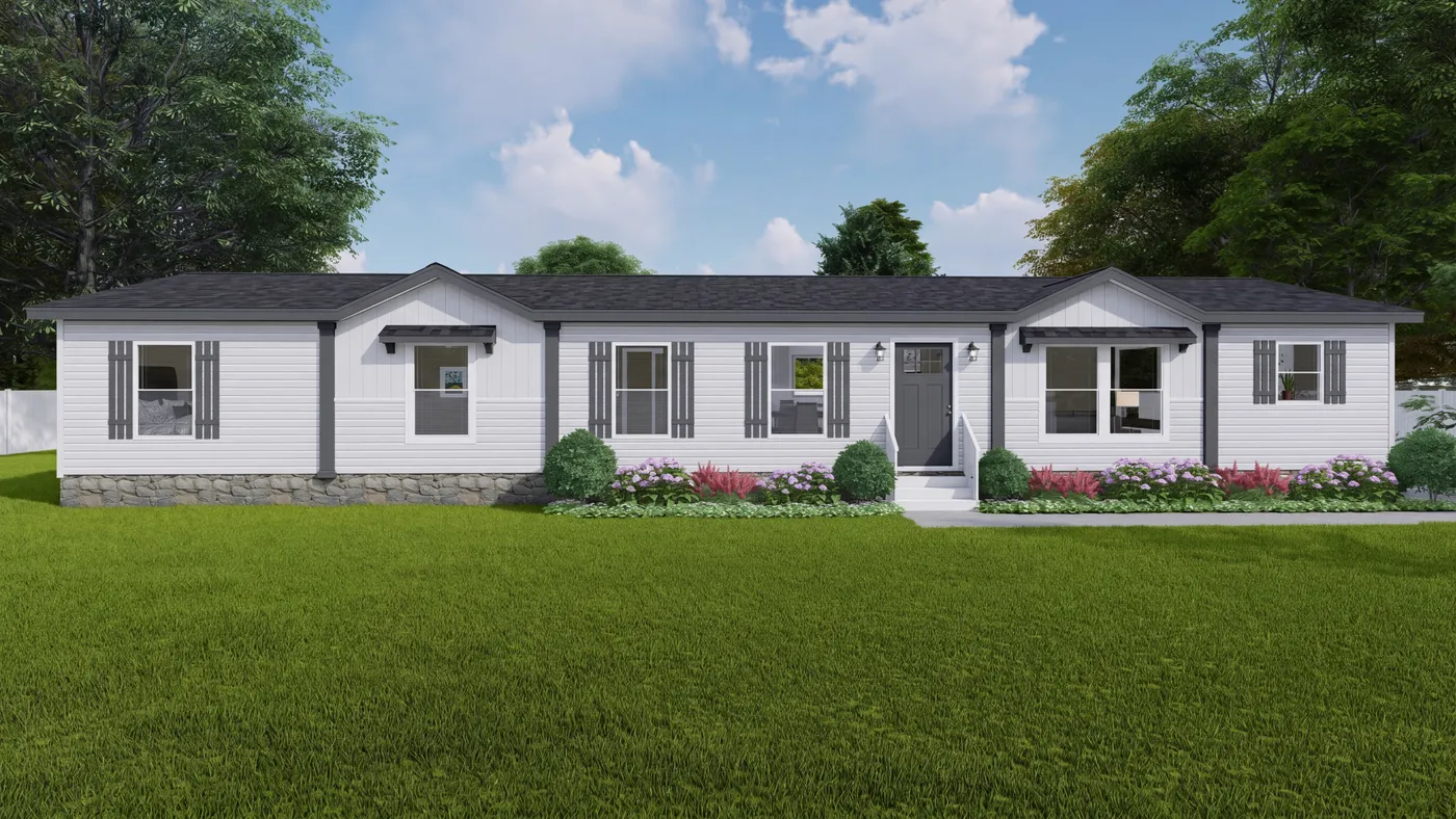 The FARMHOUSE BREEZE 72 Exterior. This Manufactured Mobile Home features 4 bedrooms and 2 baths.