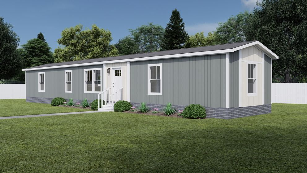The MOVE ON UP Exterior. This Manufactured Mobile Home features 3 bedrooms and 2 baths.