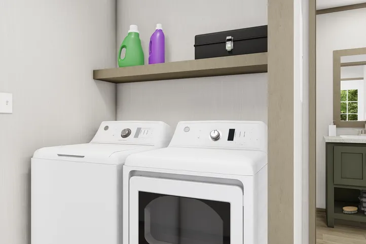 The CORTES Exterior. This Manufactured Mobile Home features 2 bedrooms and 2 baths.