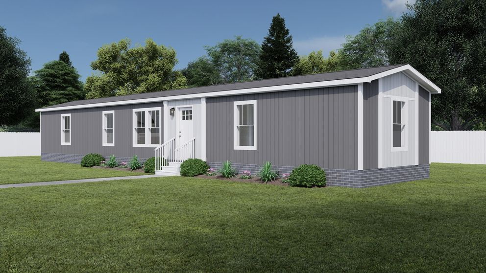 The MOVE ON UP Exterior. This Manufactured Mobile Home features 3 bedrooms and 2 baths.