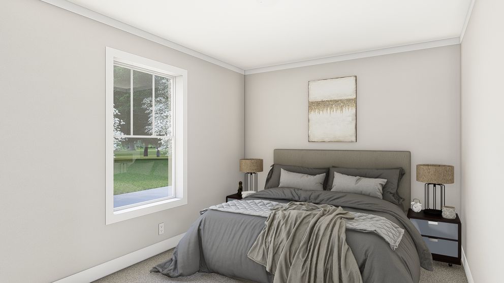 The LEAN ON ME Exterior. This Manufactured Mobile Home features 3 bedrooms and 2 baths.