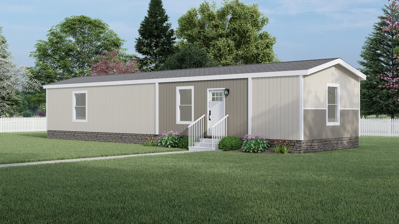 Colonial - Stonehenge. The LEWIS Exterior. This Manufactured Mobile Home features 2 bedrooms and 2 baths.