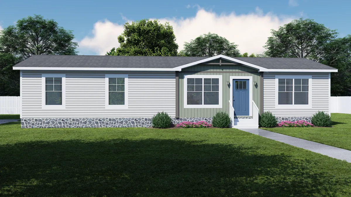 The HUDSON Exterior. This Manufactured Mobile Home features 3 bedrooms and 2 baths.