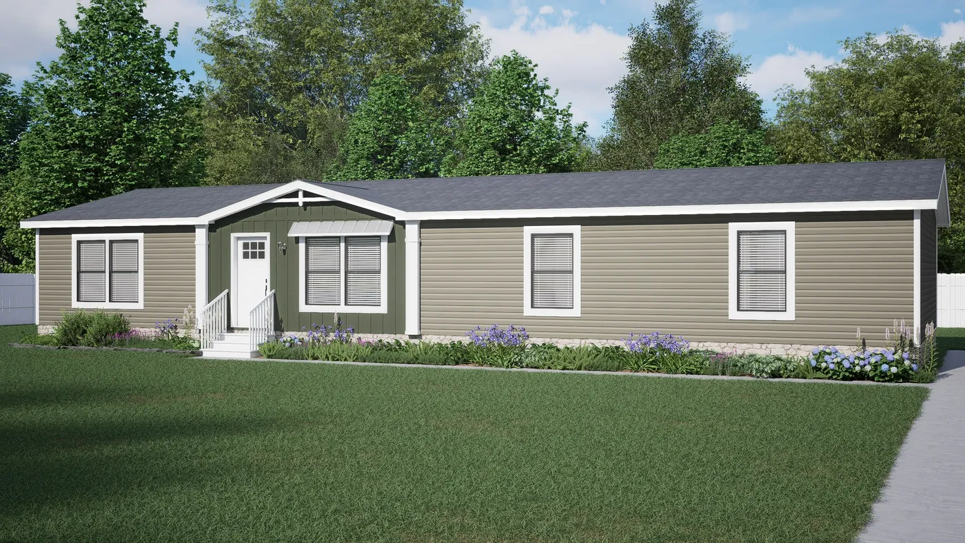 The EVERETT Exterior. This Manufactured Mobile Home features 4 bedrooms and 3 baths.