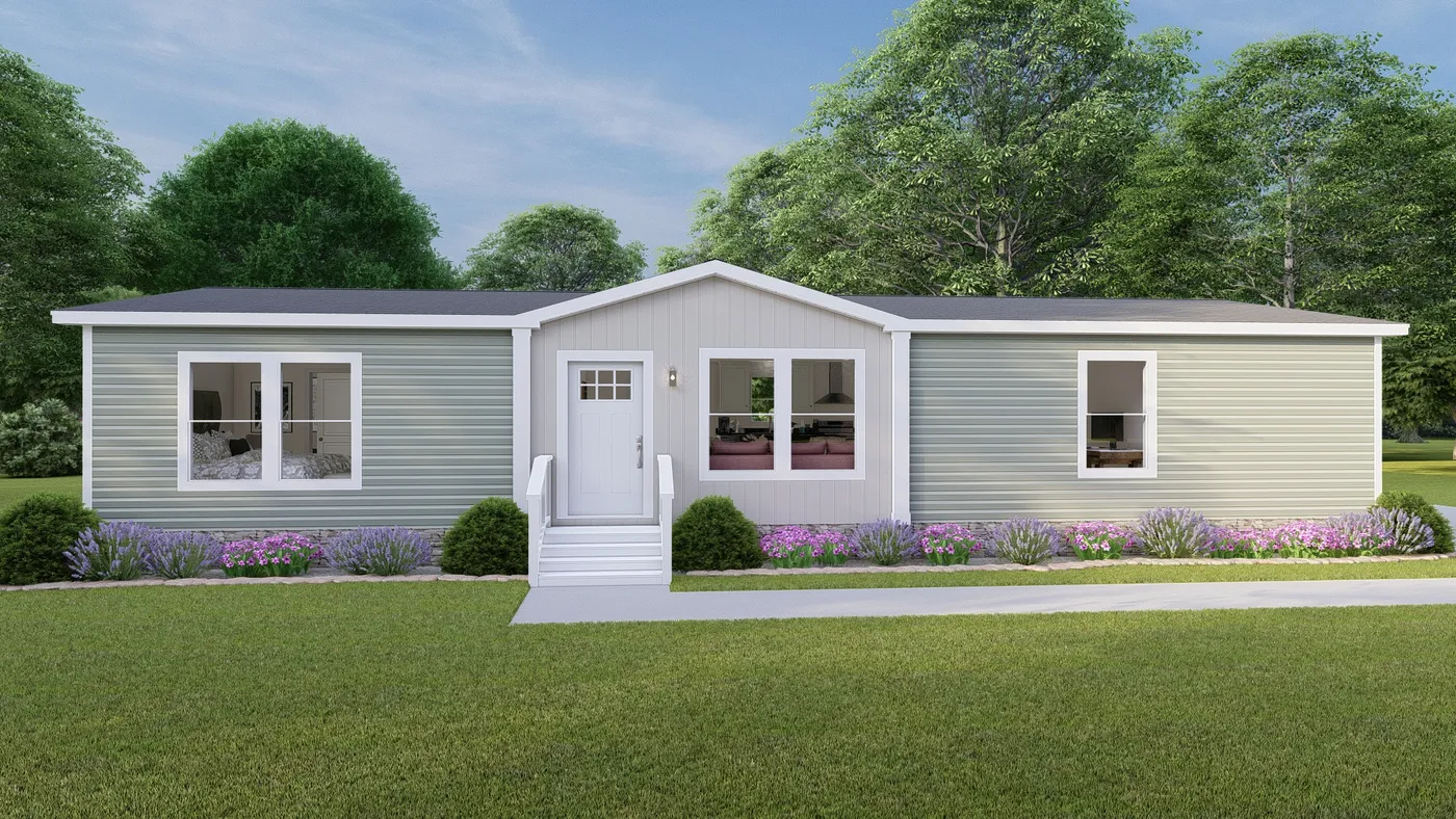 The LEAN ON ME Exterior. This Manufactured Mobile Home features 3 bedrooms and 2 baths.
