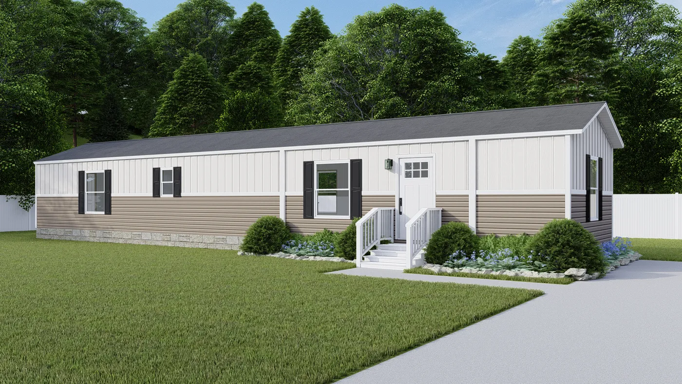 The TIDE Exterior. This Manufactured Mobile Home features 2 bedrooms and 2 baths.