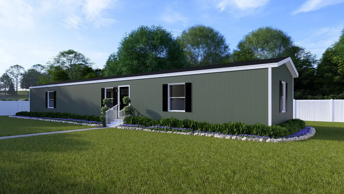 The COLOSSAL Exterior in Olive. This Manufactured Mobile Home features 3 bedrooms and 2 baths.