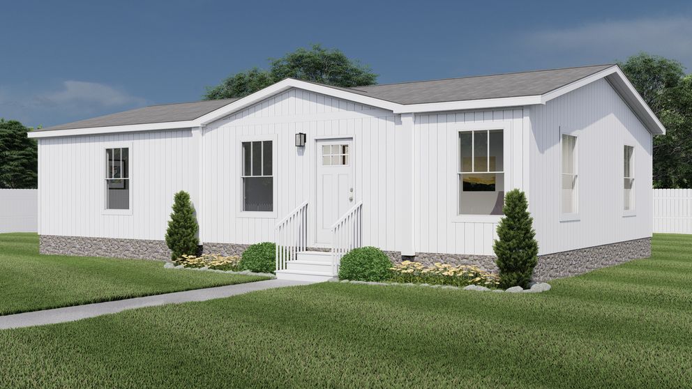 The BEAUTIFUL MORNING Exterior. This Manufactured Mobile Home features 3 bedrooms and 2 baths.