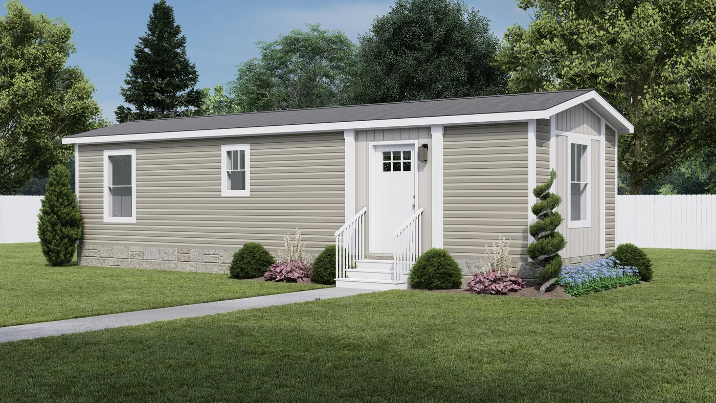 The IMAGINE Exterior. This Manufactured Mobile Home features 1 bedroom and 1 bath.