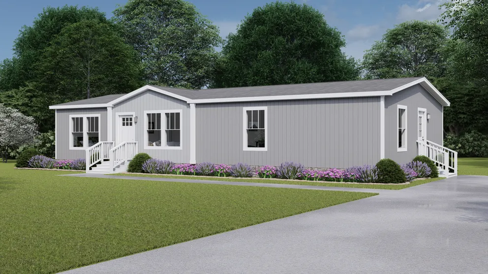 The SHOUT Exterior. This Manufactured Mobile Home features 3 bedrooms and 2 baths. Statue Garden, Solitary State and Delicate White. 