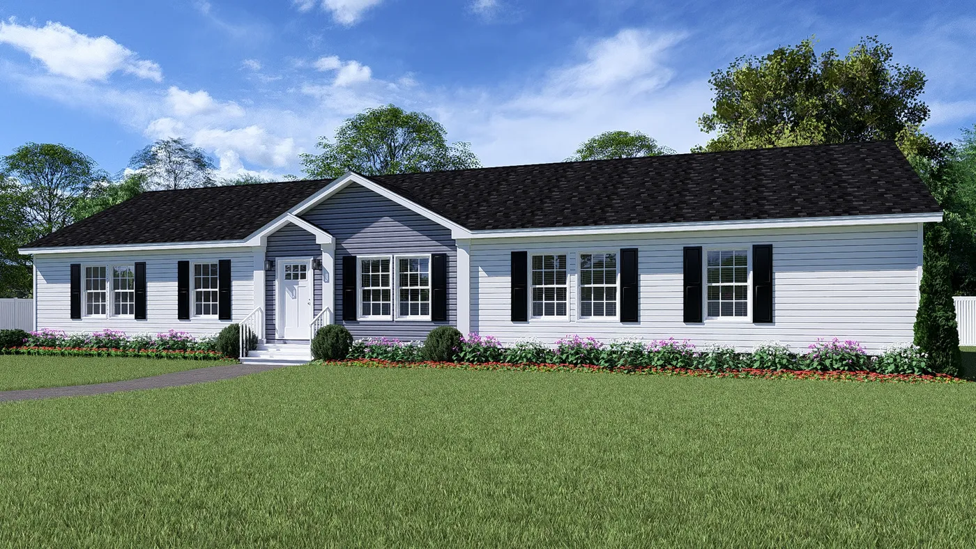 The 4872 ENTERPRISE 32X76 MODULAR Exterior. This Modular Home features 4 bedrooms and 2 baths.
