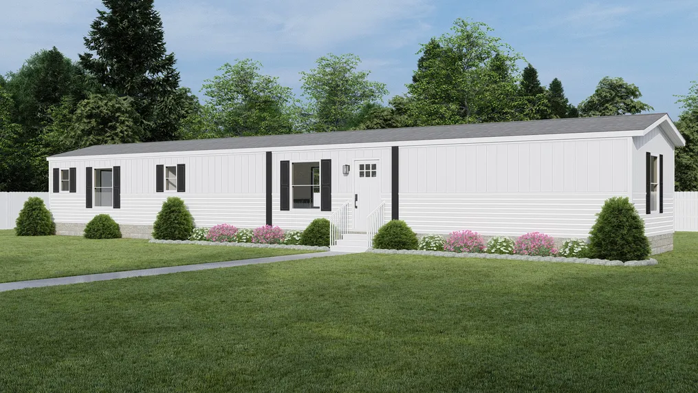 The ZION Exterior - Southern Ranch - White. This Manufactured Mobile Home features 3 bedrooms and 2 baths.
