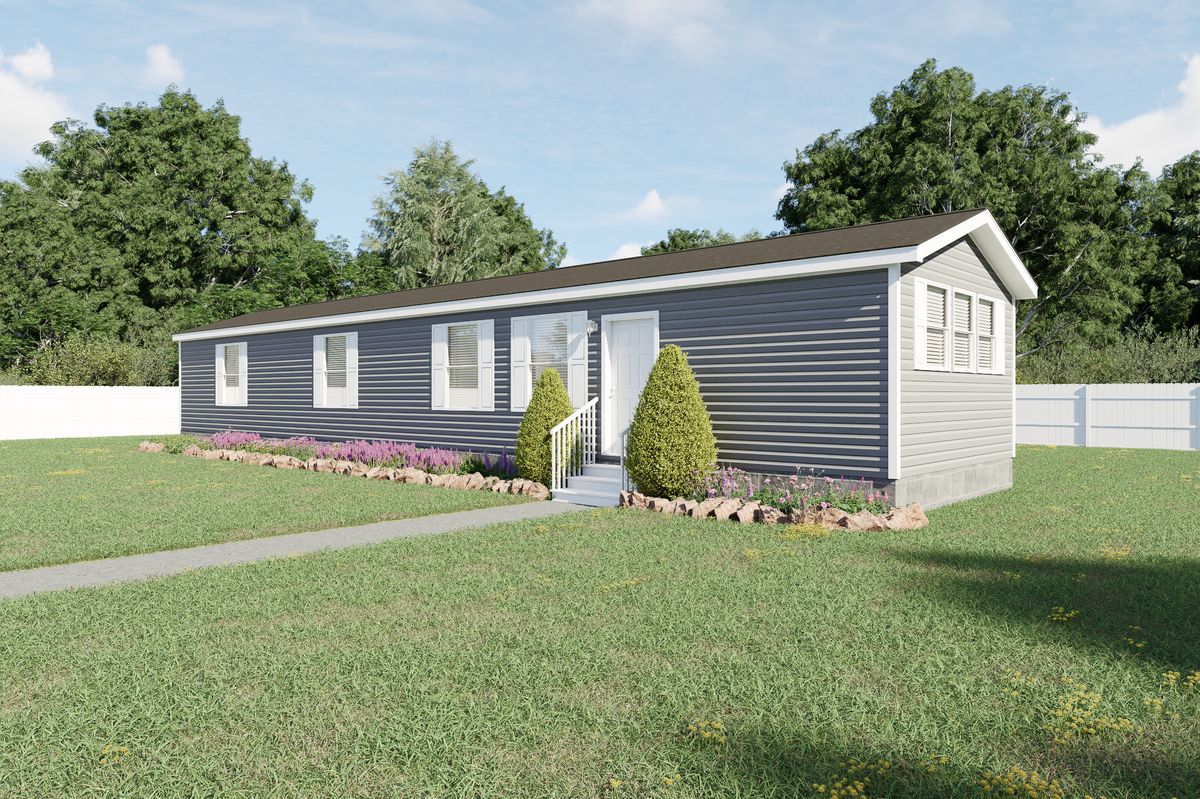The 6616-CC03 HARBORVIEW 66 Exterior. This Manufactured Mobile Home features 3 bedrooms and 2 baths.