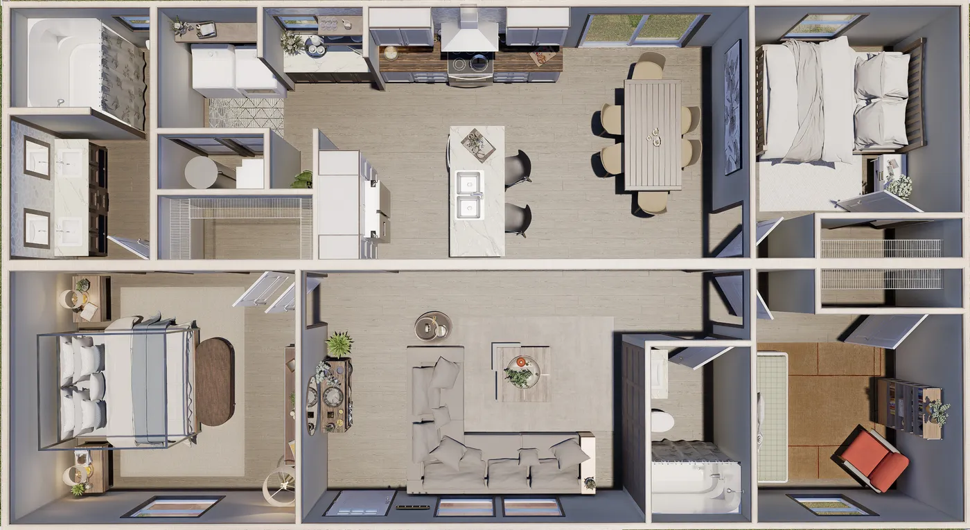 The DESOTO Exterior. This Manufactured Mobile Home features 3 bedrooms and 2 baths.