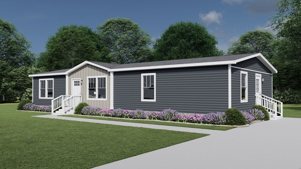 The LOVELY DAY Exterior. This Manufactured Mobile Home features 4 bedrooms and 2 baths.