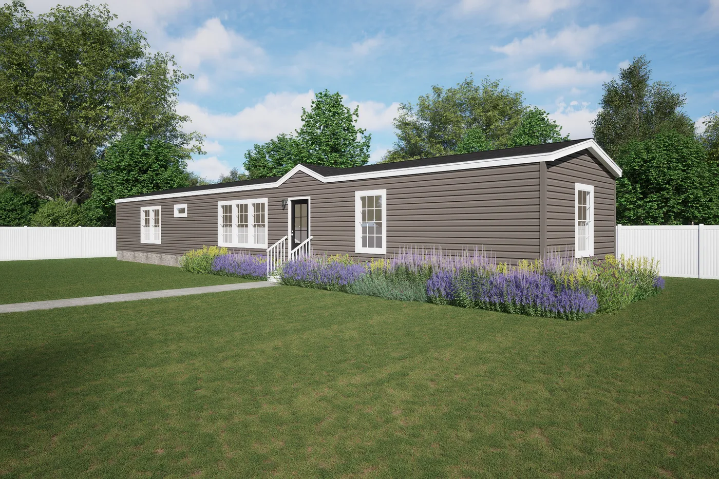 The THE HALSEY Exterior. This Manufactured Mobile Home features 3 bedrooms and 2 baths.